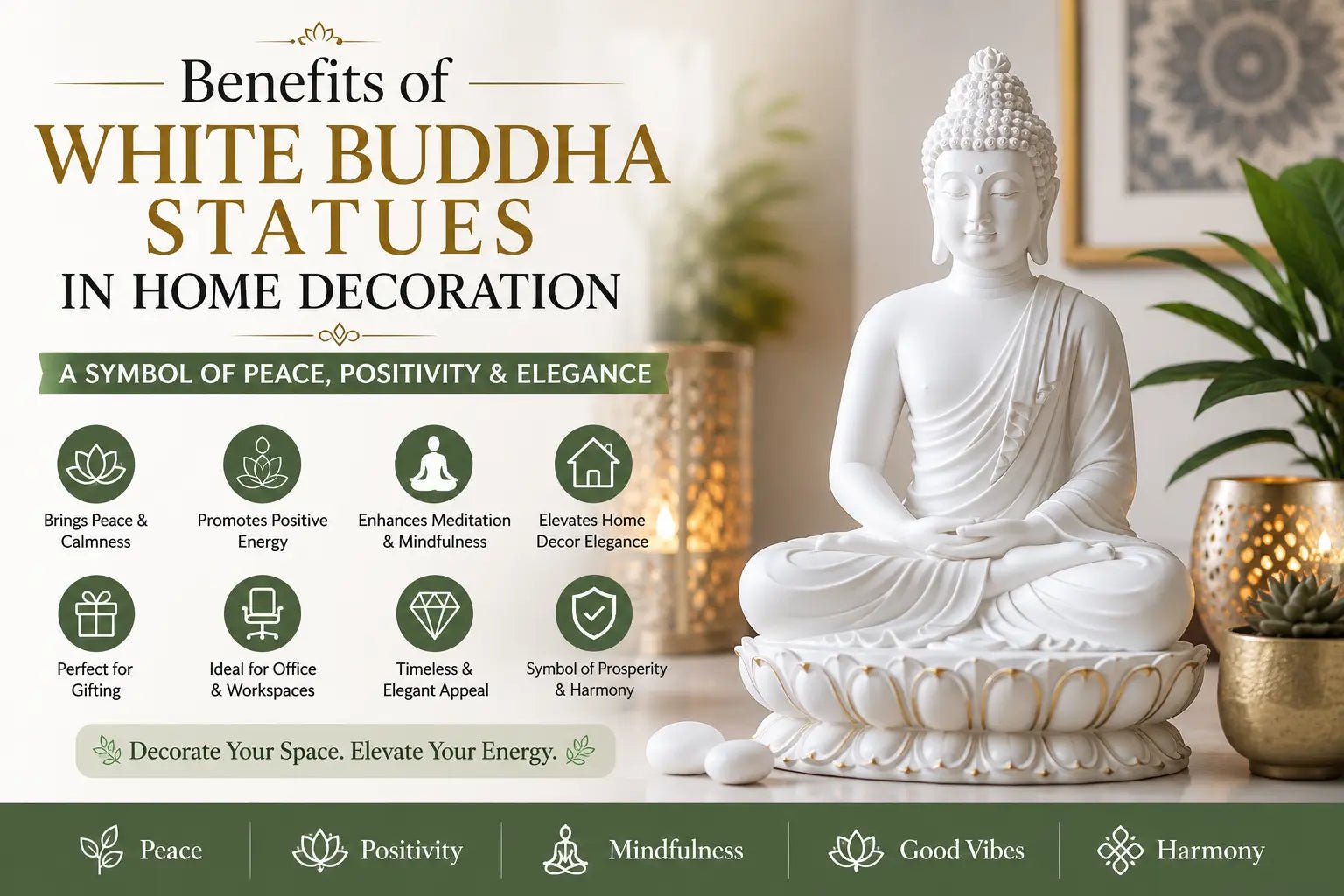 Benefits of White Buddha Statues in Home Decoration: A Symbol of Peace, Positivity &amp; Elegance - Pctkart