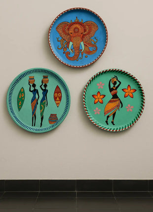 Pctkart Handmade Colorful African style Wall plates set of 3 - Pctkart