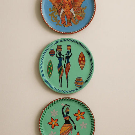 Pctkart Handmade Colorful African style Wall plates set of 3 - Pctkart