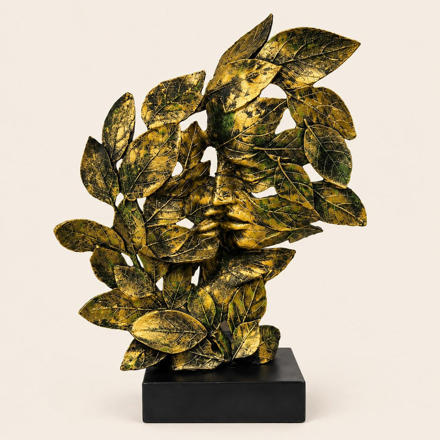 Abstract Leaf Face Sculpture for Home Decor | Modern Artistic Resin Showpiece 15 Inch 10inch 12inch pack of 3