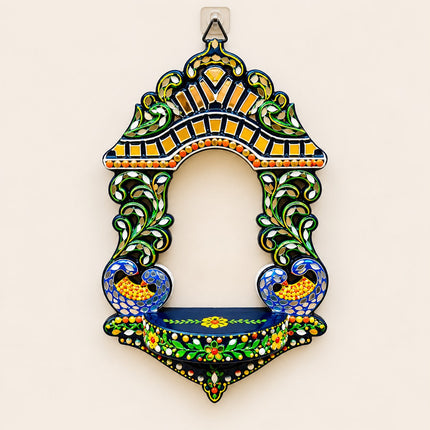 Handcrafted Lippan Art Ornate Arch Jharokha Style Candle Holder | Diwali Wall Decor