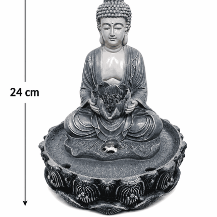 24 × 19 cm polyresin Buddha lotus tabletop water fountain