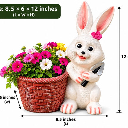 Bunny with Basket Planter | Cute Rabbit Garden & Balcony Decor - Pctkart