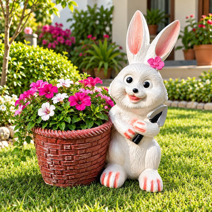 Bunny with Basket Planter | Cute Rabbit Garden & Balcony Decor - Pctkart