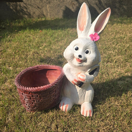 Bunny with Basket Planter | Cute Rabbit Garden & Balcony Decor - Pctkart