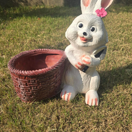 Bunny with Basket Planter | Cute Rabbit Garden & Balcony Decor - Pctkart