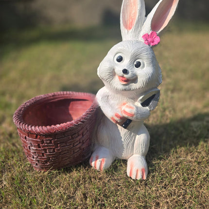 Bunny with Basket Planter | Cute Rabbit Garden & Balcony Decor - Pctkart