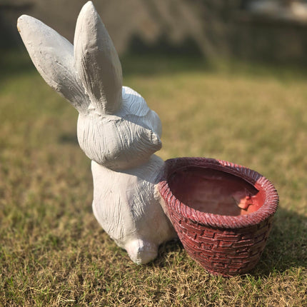Bunny with Basket Planter | Cute Rabbit Garden & Balcony Decor - Pctkart