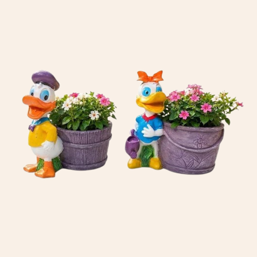 Cartoon Duck Planter Set of 2 | Character-Inspired Home & Garden Decor