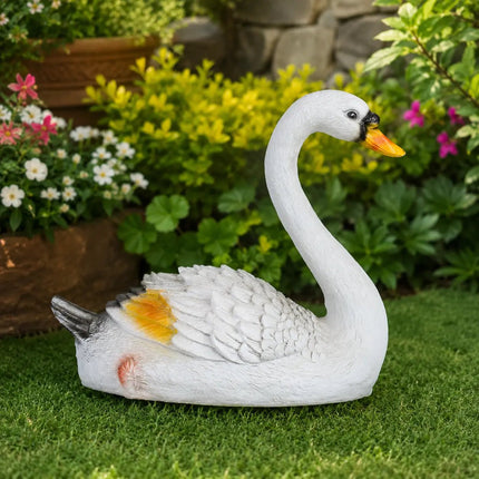 Elegant White Swan Garden Statue | Outdoor Decorative Swan Decor - Pctkart
