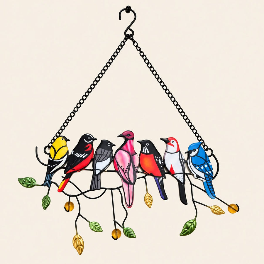 Colorful Birds Wall Hanging | Metal Decorative Bird Hanging for Home & Garden Decor
