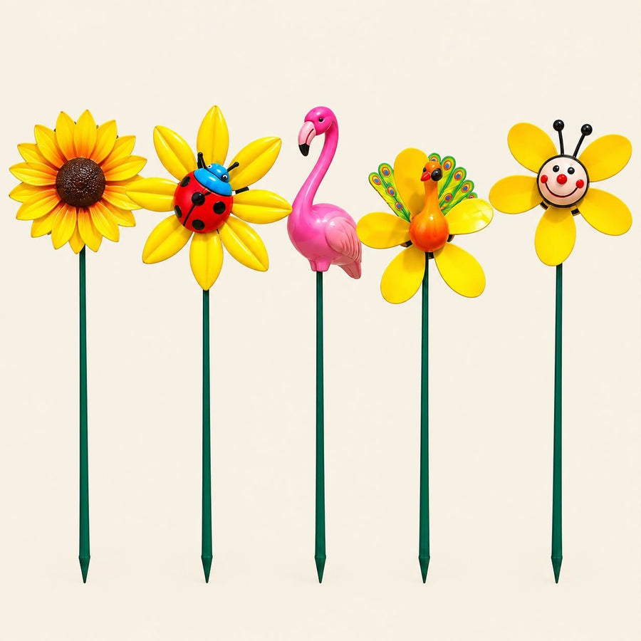 Colorful Garden Stick Set for Pots – Butterfly, Sunflower & Bird Decor (Outdoor & Balcony) Pack of 5