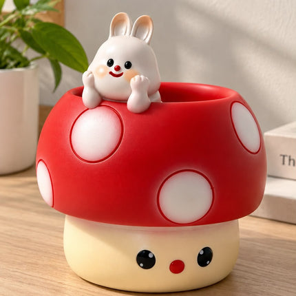 Cute Bunny on Mushroom Resin Planter Pot | Set of 2 Adorable Succulent Planters for Home&Garden Décor - Pctkart