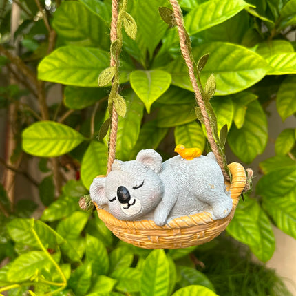Cute Koala Swing Hanging Decor | Set of 2 Animal Figurines for Garden, Balcony, Plants & Home Décor - Pctkart