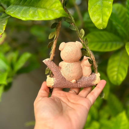 Cute Mother & Baby Pig Swing Hanging Garden Decor | Set of 2 Resin Animal Figurines for Garden, Balcony & Home Decor - Pctkart