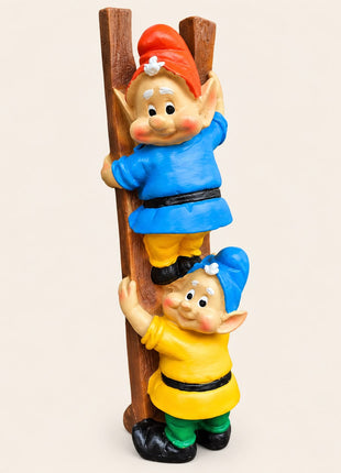 Cute Garden Climbing Dwarf Statue  Outdoor Miniature Decor  11.5 Inch