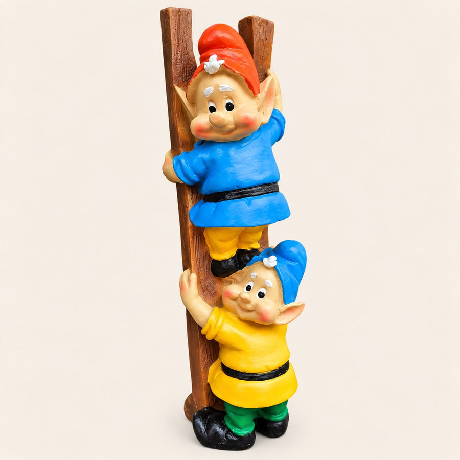 Cute Garden Climbing Dwarf Statue | Outdoor Miniature Decor | 11.5 Inch