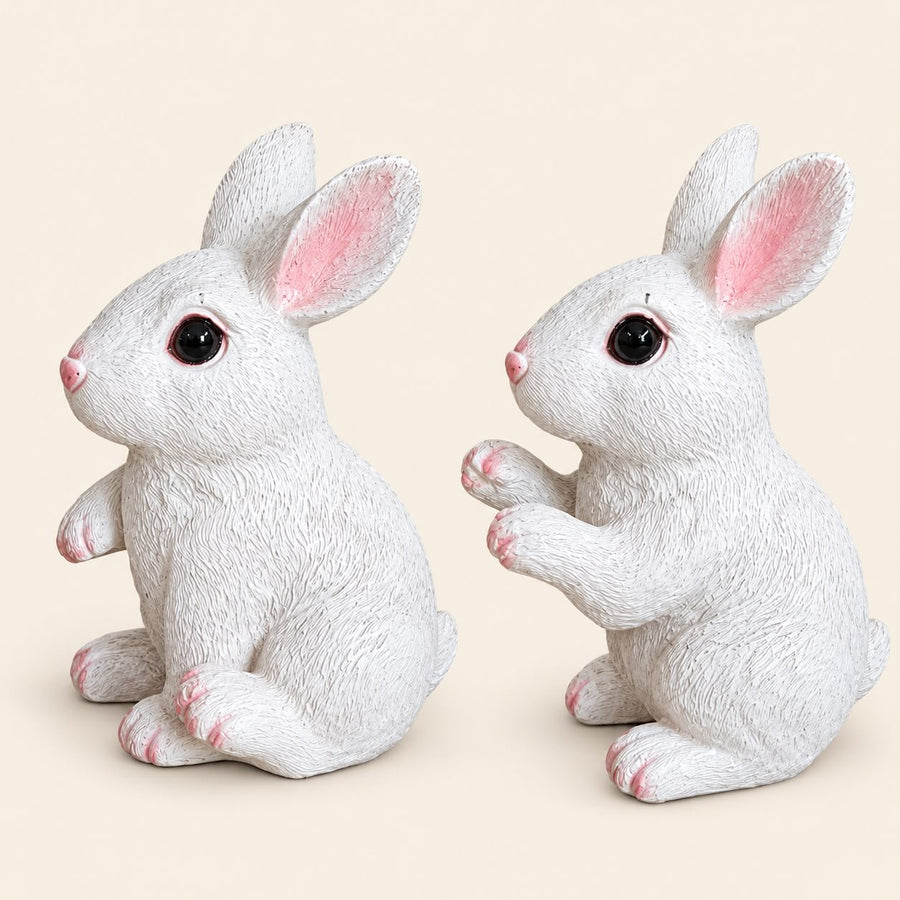 Cute Rabbit Showpiece – Mini Rabbit Statue for Home & Garden Decor pack of 2(4×2×5inch)