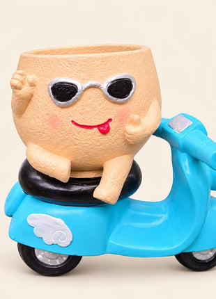 Cute Scooter Face Planter Pot | Resin Decorative Indoor & Garden Planter - Pctkart
