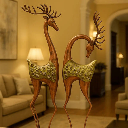 Pctkart Antique finish Deer set pack of 2 home office decor - Pctkart