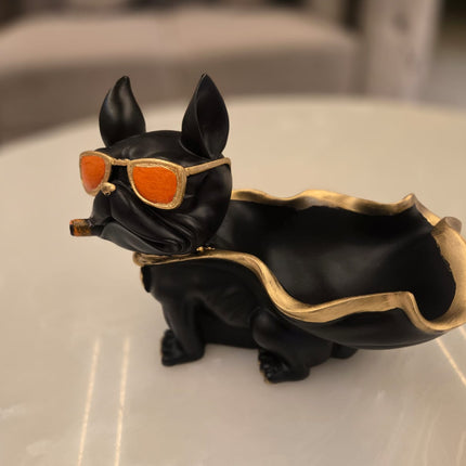 Black and gold bulldog storage tray