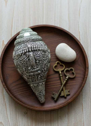Silver finish Dashavtar Vishnu Shankh showpiece for pooja room