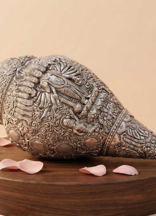 Silver finish Dashavtar Vishnu Shankh showpiece for pooja room