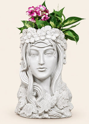 Elegant Lady Face Planter Vase with Floral Crown | Modern Home Decor Pot - Pctkart