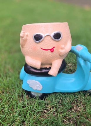 Cute Scooter Face Planter Pot | Resin Decorative Indoor & Garden Planter - Pctkart