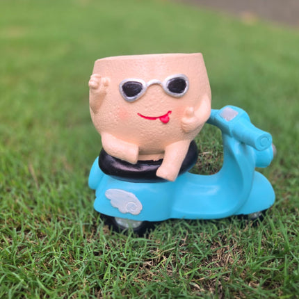 Cute Scooter Face Planter Pot for Indoor Decoration