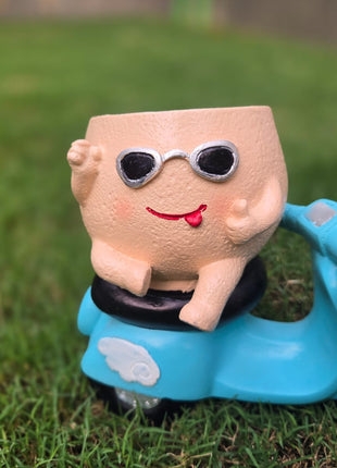 Cute Scooter Face Planter Pot | Resin Decorative Indoor & Garden Planter - Pctkart