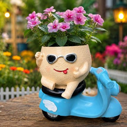 Cute Polyresin Flower Pot for Garden Decoration