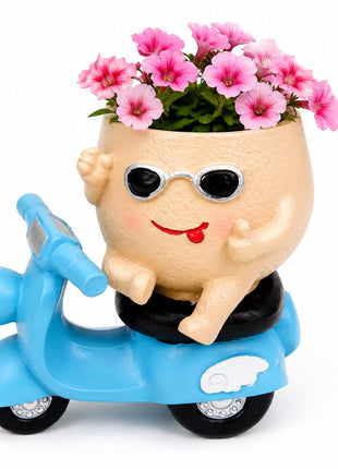 Cute Scooter Face Planter Pot | Resin Decorative Indoor & Garden Planter - Pctkart