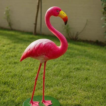 PCTKART Pink Flamingo Garden Statue – Fiber Outdoor Decor Sculpture for Lawn & Balcony - Pctkart
