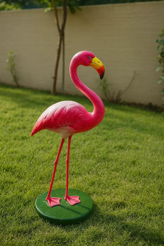 PCTKART Pink Flamingo Garden Statue – Fiber Outdoor Decor Sculpture for Lawn & Balcony - Pctkart