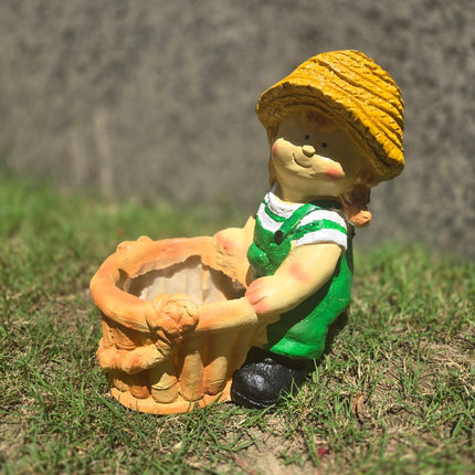 Cute Gardener Girl Resin Planter Pot for Home & Garden
