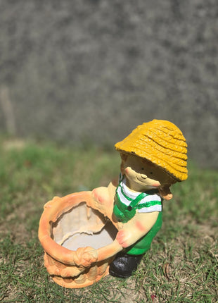 Cute Gardener Girl Planter Pot | Resin Decorative Flower Pot for Home & Garden - Pctkart