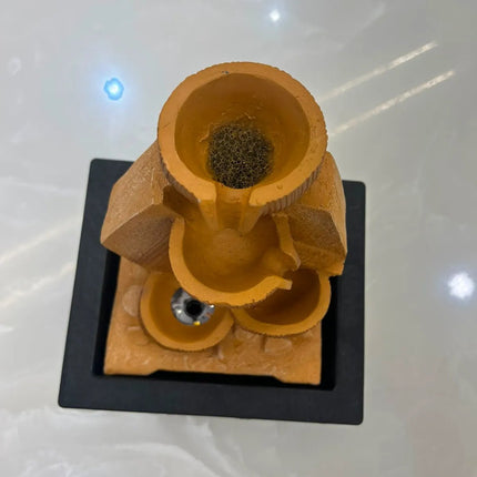 Mustard Brown Resin Tabletop Water Fountain | Modern Cascading Waterfall for Home & Office Decor - Pctkart