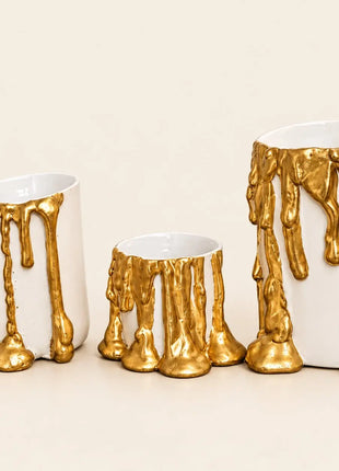 Gold Drip Candle Holders Set of 3 