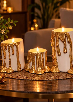 Gold Drip Candle Holders Set of 3 