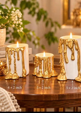 Gold Drip Candle Holders Set of 3 