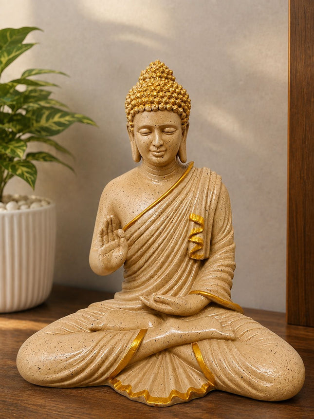 Premium Golden Sitting Buddha Statue – Buddha Idol for Living Room & Office - Pctkart