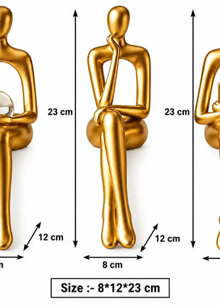 Golden Sitting Couple Showpiece for Home Décor