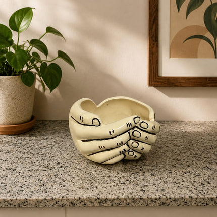 Premium Designer Ceramic Planter Pot Artistic Hand Shape Indoor Plant Holder for Home Decoration