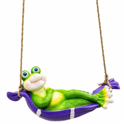 Decorative frog swing for lawn and patio