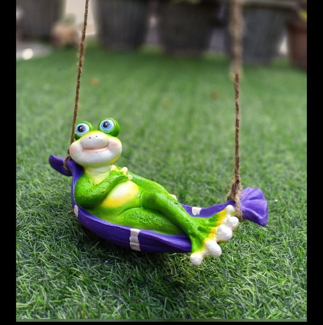 Cute Frog Swing Hanging | Garden Hanging Decor for Balcony, Tree & Outdoor Decoration - Pctkart
