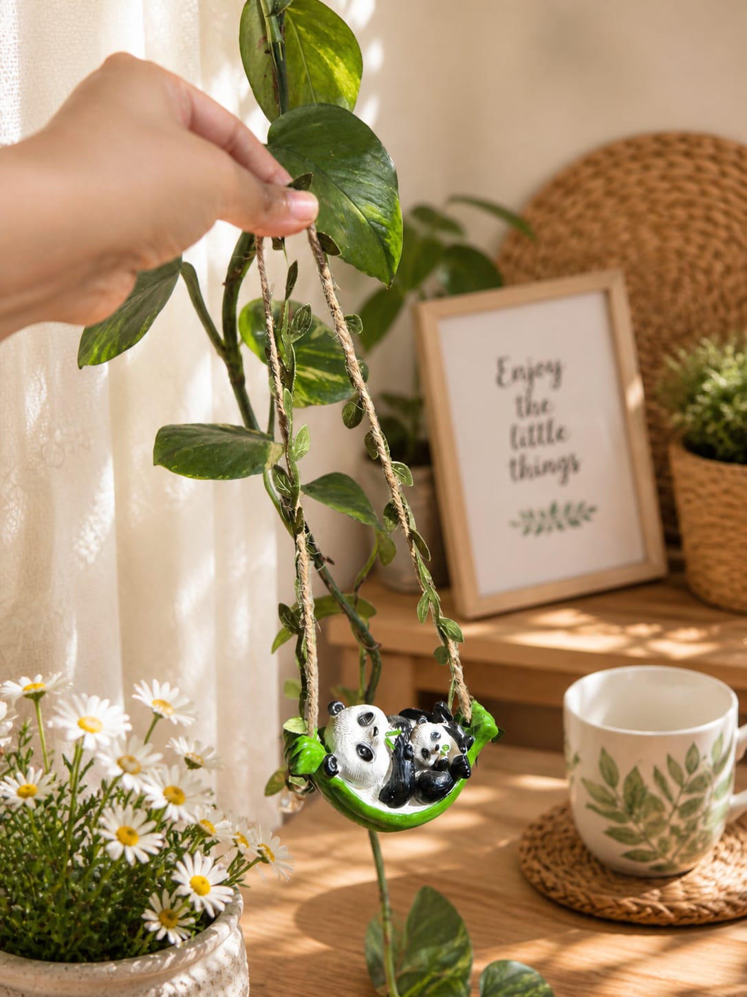 hanging panda planter Panda Hanging Planter Pot for Home & Balcony Decor India