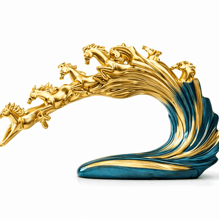Vastu Running Horse Showpiece for Success & Growth | Luxury Gold Horses Decor | PCTKART - Pctkart