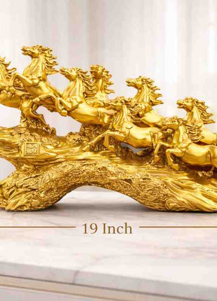 PCTKART 8 Running Horses Golden Statue – 19 Inch Luxury Vastu Decor Showpiece for Home & Office - Pctkart