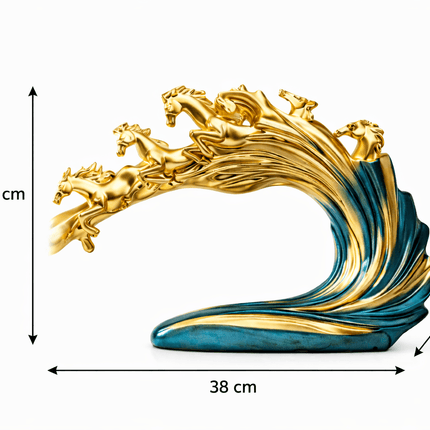 Vastu Running Horse Showpiece for Success & Growth | Luxury Gold Horses Decor | PCTKART - Pctkart